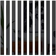 10Pcs Acrylic Mirror Tile Strips Self Adhesive Mirror Wall Stickers Wall Art Decals Lines for Living Room TV Background Ceiling Home Decor, Black, 0.4" x 7.9"