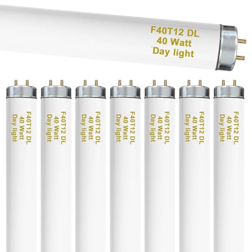 amgolibi 8-Pack 48 Inch F40T12/DL 40W 6500K Daylight Fluorescent Light Bulbs 4ft T12 Linear Tube Lights 2650 Lumens G13 Bi-Pin Base Daylight for Workshop Garage Office