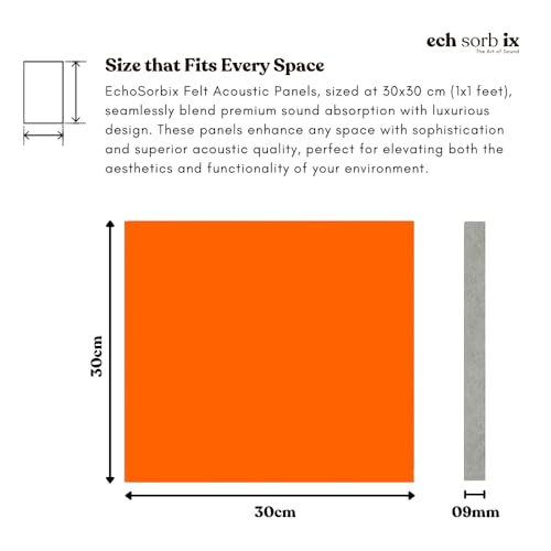 Image of MMT Acoustix Premium Felt Acoustic Panels for Offices, Bedrooms & Studios | Sustainable PET Felt Panels for Echo Reduction & Sound Absorption | 1x1 Ft, 9mm Thick | Lava Exceptional - Pack of 16