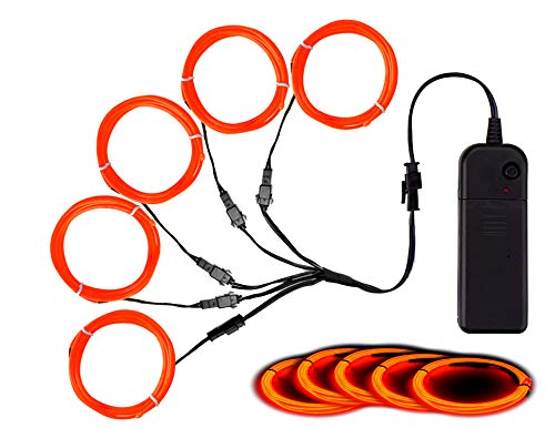 Image of MaxLax EL Wire Orange, Noise Reduction Neon Wire Light 5 in 1 Meter, Electroluminescent Wire for Halloween Decoration, Christmas Party, DIY Decoration