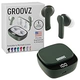 Groovz True Wireless Earbuds with Charging Case - Designed and Engineered in the USA - IPx4 Water Resistant Bluetooth Earbuds Compatible with Apple and Android - 27Hr Battery - Dual Microphone - Green