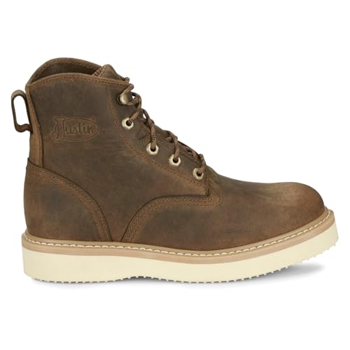 Justin Boots Mens Maxwell 6 Inch Lace Up Work/Duty - Brown - Size 6 D