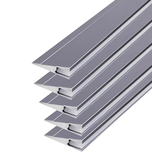 Image of JARBIH 5Pack 1M /3.3ft Ultra-Thin Led Aluminum Profile, 45 Oblique Lighting Cabinet LED Lamp, Invisible H7mm Surface Mounted Wardrobe Layer Shelf Panel Hard Bar Strip Light Channel System(Gray)