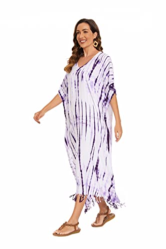 Image of Beautybatik Women Hippie Tie Dye Caftan Kaftan Loungewear Maxi Plus Size Long Dress XL to 4X