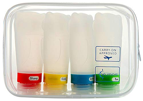 Travel Bottles - Set of 4 Leak Proof Travel Size TSA Approved Silicone Containers - Perfect for Shampoo, Conditioner, Lotion - Clear Toiletry Bag Included - 2.8 oz (Owl-Clear)