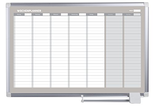 Planning hebdomadaire magnétique en aluminium laqué durable 90 x 60 cm