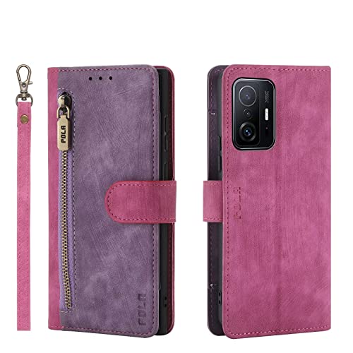 NEINEI Coque pour Xiaomi 11T/11T Pro 5G,Housse Étui en Cuir avec [Carte Fente][Protection RFID][Magnétique],PU/TPU Antichoc Portefeuille Flip Téléphone Case Cover,Violet Cover