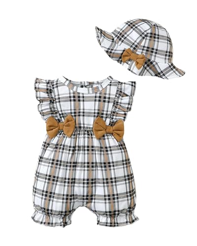Image of SUNNY PIGGY Newborn Baby Girl Clothes Infant Summer Outfits Baby One Piece Romper Jumpsuits Infant Clothing and Hat Set