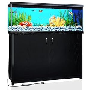 TC-HOMENY 55-75 Gallon Aquarium Stand with Charging Station, 1200lb Load Capacity, Metal Fish Tank Stand with Large Storage Cabinet and Cable Holes, 51″ L x 19.5″ W Tabletop, Fit for Living Room
