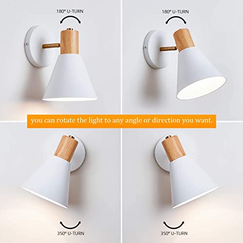 Clankin Wall Sconces Lighting Fixture Set Of 2, Rotatable Wall Mounted Bedside Reading Lamp For Industrial Bedroom Bathroom, Sink Light For Hallway Living Room (White) #TOP5
