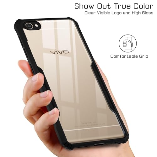 Image of Jkobi Back Case Cover for Vivo Y55s 2017 (Shockproof with Polycarbonate Clear Panel | Professional Black)