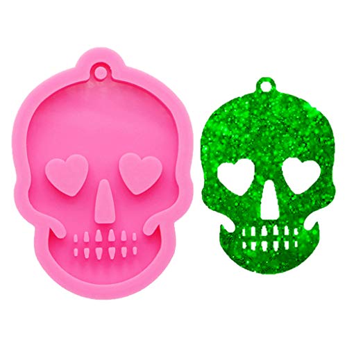HELYZQ Chaveiro em forma de abridor de garrafa de caveira de coração molde de silicone DIY pingente
