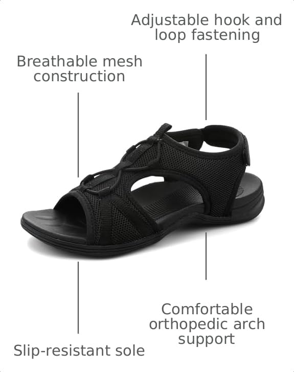 Image of UBFEN Womens Hiking Sandals Comfortable Walking Sandals Summer Sport Breathable Arch Support