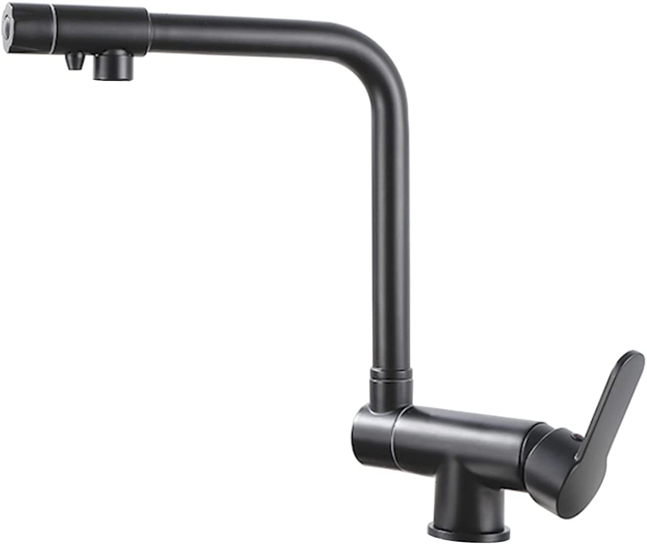 FCXWEVR 3Way Filter Kitchen Faucet 360° Swivel 3in1 Mixer Tap Single Lever Sink Faucet Water Filter Compatible Modern Black Design