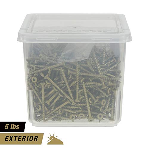 Power Pro 48608 Wood Screws, #8 X 2", Premium Outdoor Deck Screws, Rust Resistant, Epoxy Coated Bronze, 5Lb Tub, 767 Pcs #TOP2