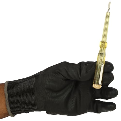 Image of STANLEY STMT66191 130mm (5.1 inch) Spark Detecting 2-in-1 Screwdriver Tester | 3mm Slotted Tip | 100-500V AC Range | Insulated Transparent Handle Linesman Tester with Pocket Clip for Electricians & DIY