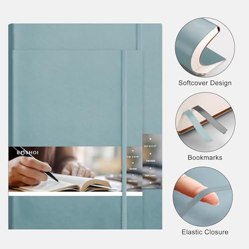 Carnet de notes A4 anti-bavure EMSHOI avec couverture souple grise