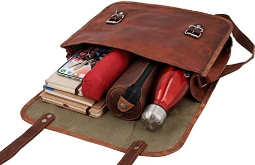 Sac Bandoulière Cuir Vintage Marron - Taille Moyenne Unisexe - Cuir De Chèvre Tannage Végétal - Modèle Andy 11