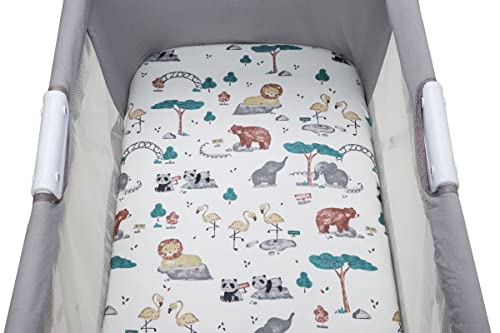 Image of Onacosht Bassinet Sheets for Baby Boy and Girl, Stretchy Fitted Sheet Universal for Bassinet Cradle Hourglass Oval Rectangle Pad /Mattress, 4 Pack Undersea Fish, Animal and Dinosaur Printing