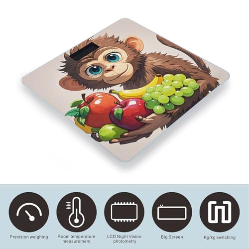 Báscula digital para cuerpo con diseño de mono y fruta miniatura 3
