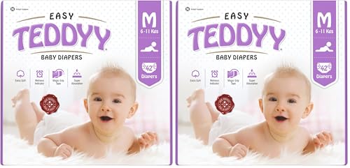 Image of TEDDYY Easy Baby Medium Size Diaper (42 Count), 6-11 kgs, Long Lasting Absorption, Anti - Rash (Pack of 2)