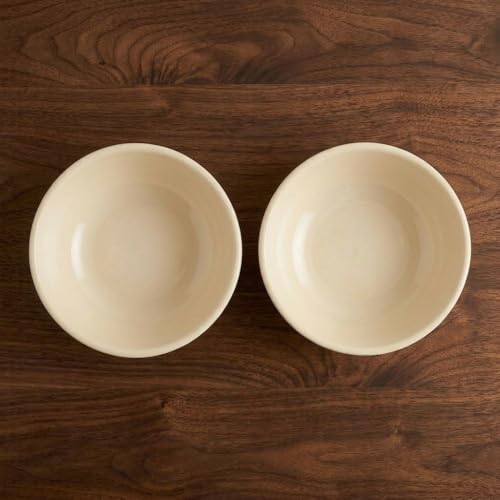 Image of BLACKCARROT Full White Ceramic Snack Bowls Set of 2 - Stoneware
