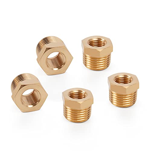 Bathace Brass Reducer Hex Bushing Threaded Pipe Fitting, Heavy Duty Threaded Pipe Fitting Adapter cover