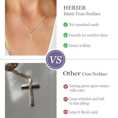 Cross Necklace for Women - 18K Gold Plated Cross Pendant Necklace Dainty Simple Gold Cross Necklace Tiny Gold Cross Necklaces for Women Trendy Gold Jewelry for Women Gift4