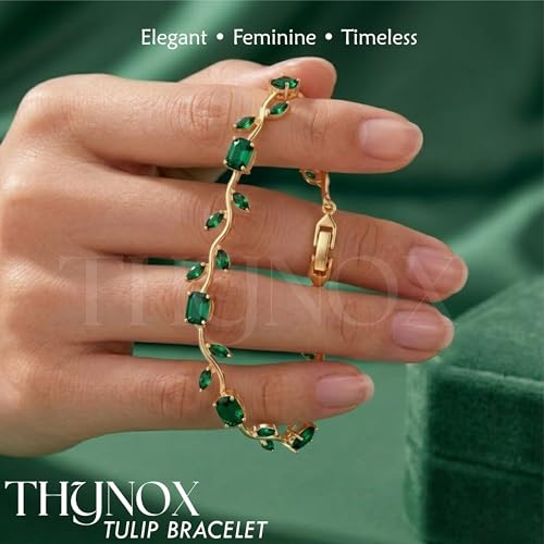 Image of THYNOX Tulip Bracelet for Women Stylish | Gold Plated Crystal Floral Jewellery | Adjustable Chain Wrist for Women & Girls Stylish | Elegant Tulip Bracelet for Women, Party & Daily Wear Accessory