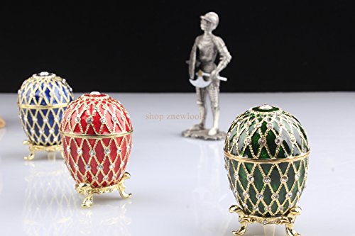 Znewlook Shiny Crystal Studded Egg Shaped Trinket Box Ring Gift Box Necklace Jewelry Box In Egg Shape (Blue) #TOP3
