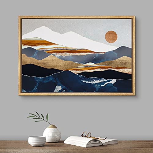 Signford Canvas Print Wall Art Marble Granite Mountain Range Valley Nature Wilderness Illustrations Modern Art Rustic Zen Landscape Earth Art Deco For Living Room, Bedroom, Office - 24"X36" Natural #TOP2