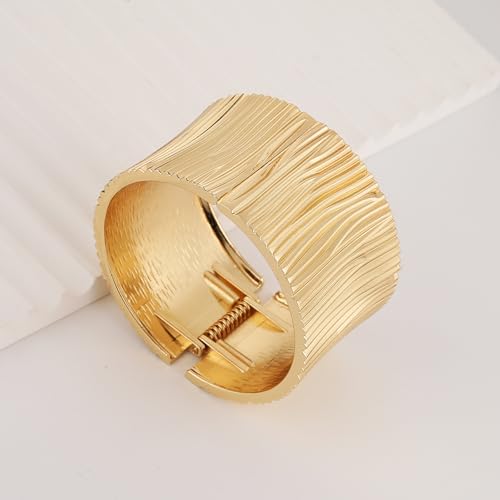 HZMAN 8.0Inch Chunky Bracelets for Women Thick Wide Bangle Bracelet Oversize Textured Open Hinge Wrist Cuff Bracelet Jewelry Gift4