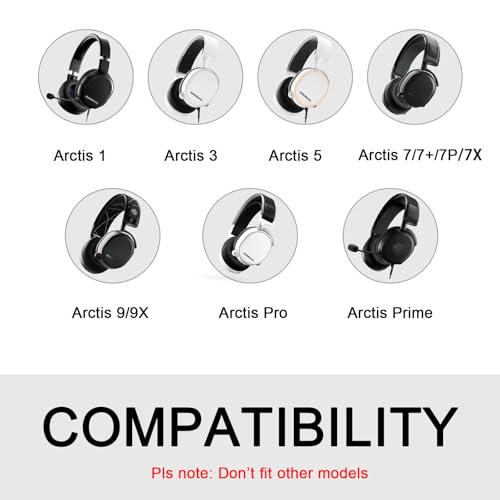 Cojines para SteelSeries Arctis 7/9 Auriculares (No Compatible con Nova), Color Blanco | Cubiertas de Tela Transpirable para Arctis 7/7+/7P/7X, Arctis Pro, Arctis 9/9X, Arctis 5/3/1, Arctis Prime miniatura 2