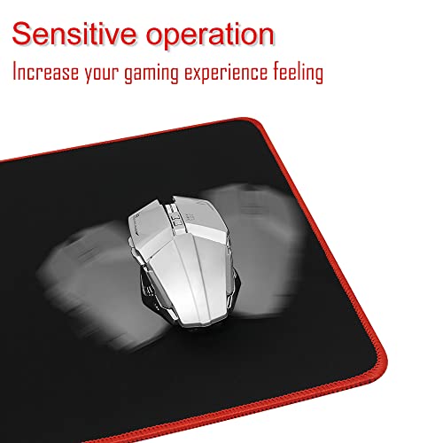 Large Gaming Mouse Pad Mat 11.8X23.6 Inches With Red String Stitched Edge Non-Slip Rubber Base Washable Resilient For Office Home Computers Laptop Table Mouse Pads Mats Accessory #TOP3