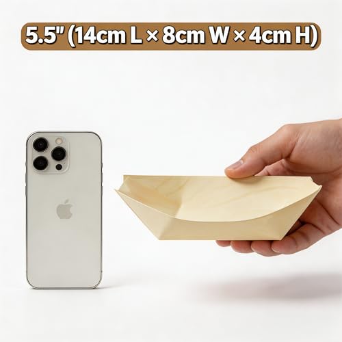 Bandejas desechables de madera para sushi, 100 piezas miniatura 2