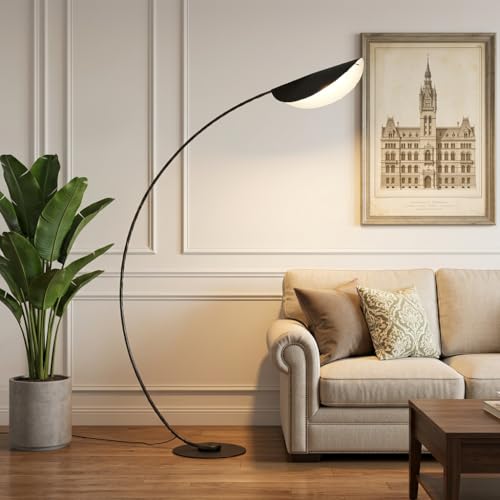 Image of Arc Floor Lamp for Living Room | 3-Color CCT (Warm + Natural + Cold White) | Metal & Acrylic | 185cm Standing Lamp for Bedroom & Office