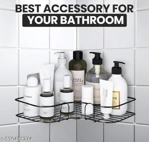 (Pack of 2) Multipurpose Self-Adhesive Kitchen Bathroom Corner Rack and Stands Mounted with Strong Magic Sticker Durable Hook Home Essentials/LCORNER/Bathroom Corner 2PIS 1