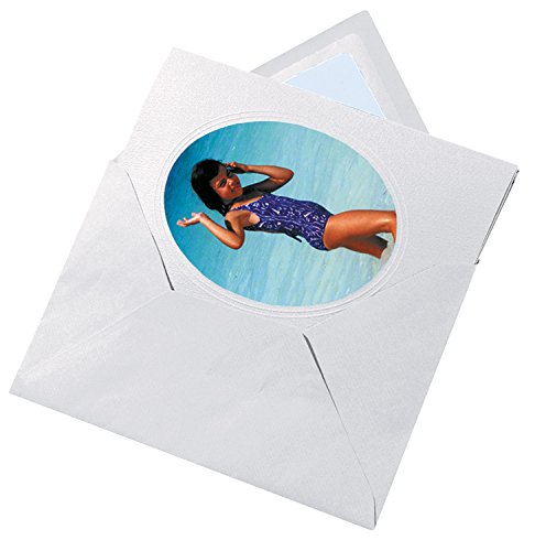 folia 100300 – Passe-partout grainé avec perforation ovale, env. 11 x 18 cm, 3 cartes (220 g/m²) et enveloppes – Blanc – Idéal pour les invitations, les vœux ou les cartes de vœux