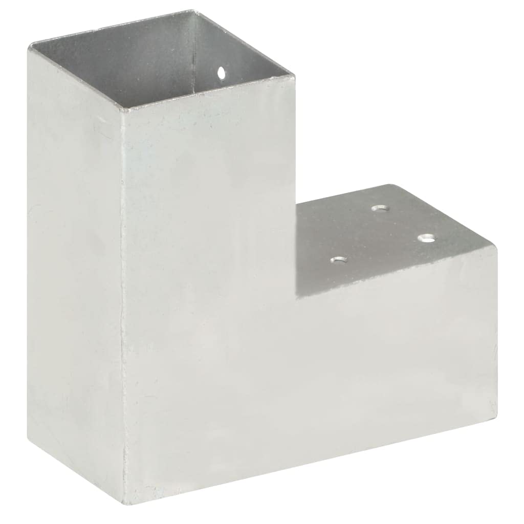 Conector de postes en forma de L, 81 x 81 mm, metal galvanizado para casquillos de postes, 2 manguitos, preperforado para postes de madera, travesaños, cercas en el jardín