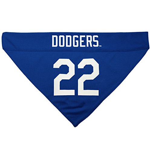 Image of MLBPA Reversible Dog Bandana - Clayton Kershaw #22 Pet Bandana - MLB Los Angeles Dodgers Home & Away Bandanna, Small /Medium