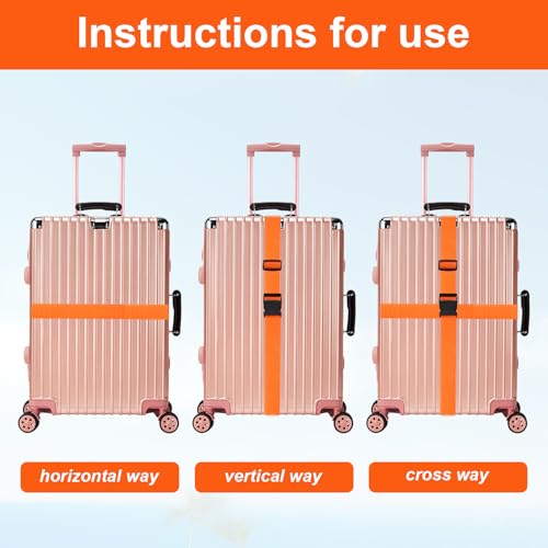 Ptwola Pacote com 2 alças de bagagem ajustáveis de nylon para mala de viagem, protetor de bagagem, f