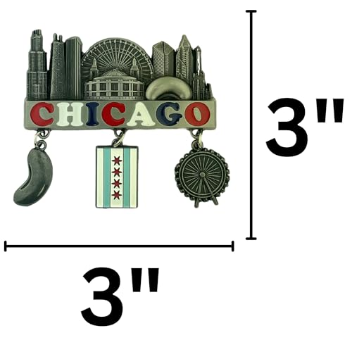 Imán decorativo skyline de Chicago 3x3 pulgadas miniatura 2