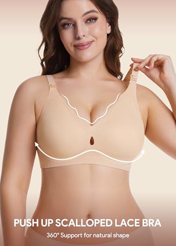 Image of HBselect Nursing Bras for Breastfeeding 3 Pack Women Maternity Jelly Bras | Wireless Classic Jelly Support Nursing Bra, Seamless Scalloped Maternity Bras, Comfort Pregnancy Sleep Bralette with Extender