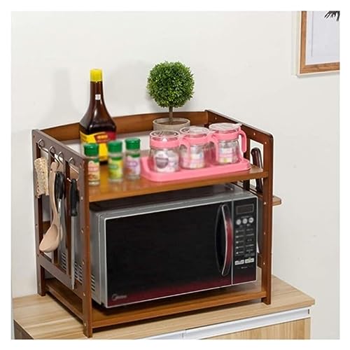 Estante de Cocina con Soporte para microondas de bambú con Estante para Guardar Especias para el hogar, el Comedor y la Oficina, Estante para Horno microondas de 50 cm
