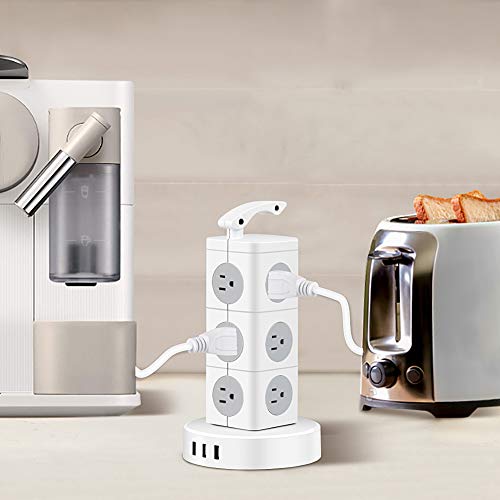 Power Strip Tower, Ftedk Surge Protector Power Tower With 12 Ac And 3 Usb Long Extension Cord 3.4A Usb Iq Charging Station With Overload Protection For Home Office Dorm #TOP6