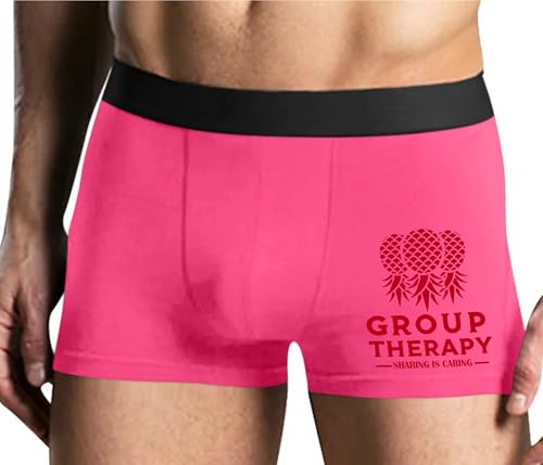 Knaughty Knickers Group Therapy Sharing Is Caring Swinger Pineapple Threesome Pink Mens Boxer Brief Adult Fun Design - Main Image
