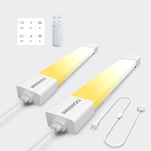 LED蛍光灯 器具一体型 プラグ付きキャビネットライトの下。3000K-6500K調光と色。ワイヤレスコントロールパネルとリモコン付き。ガレージ、キッチン、バスルーム、クローゼット、オフィス用15W 1500LM