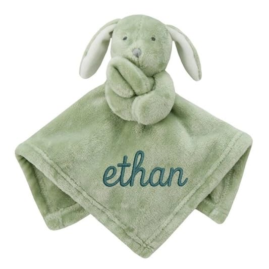 Personalised Newborn Baby Boys Girls Toy Comforter Blankets Elephant, Bunny, Giraffe, Zebra Teddy Embroidered Name | Gift Toy Comforter (Sage Green Bunny)