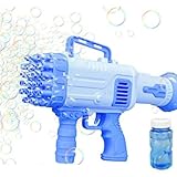 KIDSWAY Plastic Bubble Maker 32 Holes Bubble Gun & Fan, Big Size, Machine with Bubble Solution, Bubble Makers for Kids. (Assorted Colors)