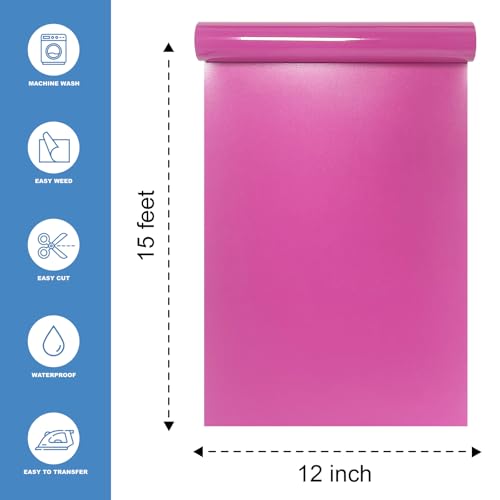Image of Rose Red Heat Transfer Vinyl HTV Roll 12 inch x 15ft. | Easy to Cut, Weed & Transfer, Iron On Vinyl for Cricut, Silhouette Cameo & Other Craft Cutter Cutting Machine